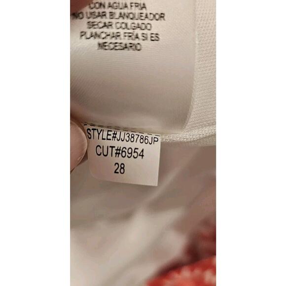 Maia Medallion Embroidered Cap Ruffle Sleeve Shift Dress 4 White Red - Picture 10 of 10